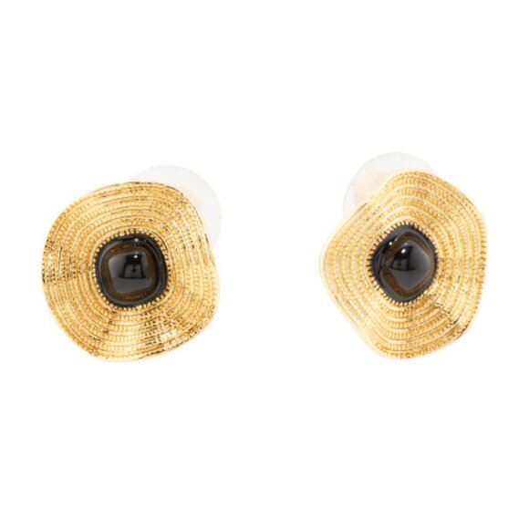 DANNIJO Black Gold Plated Fiora Black Stone Earrings - Picture 1 of 2
